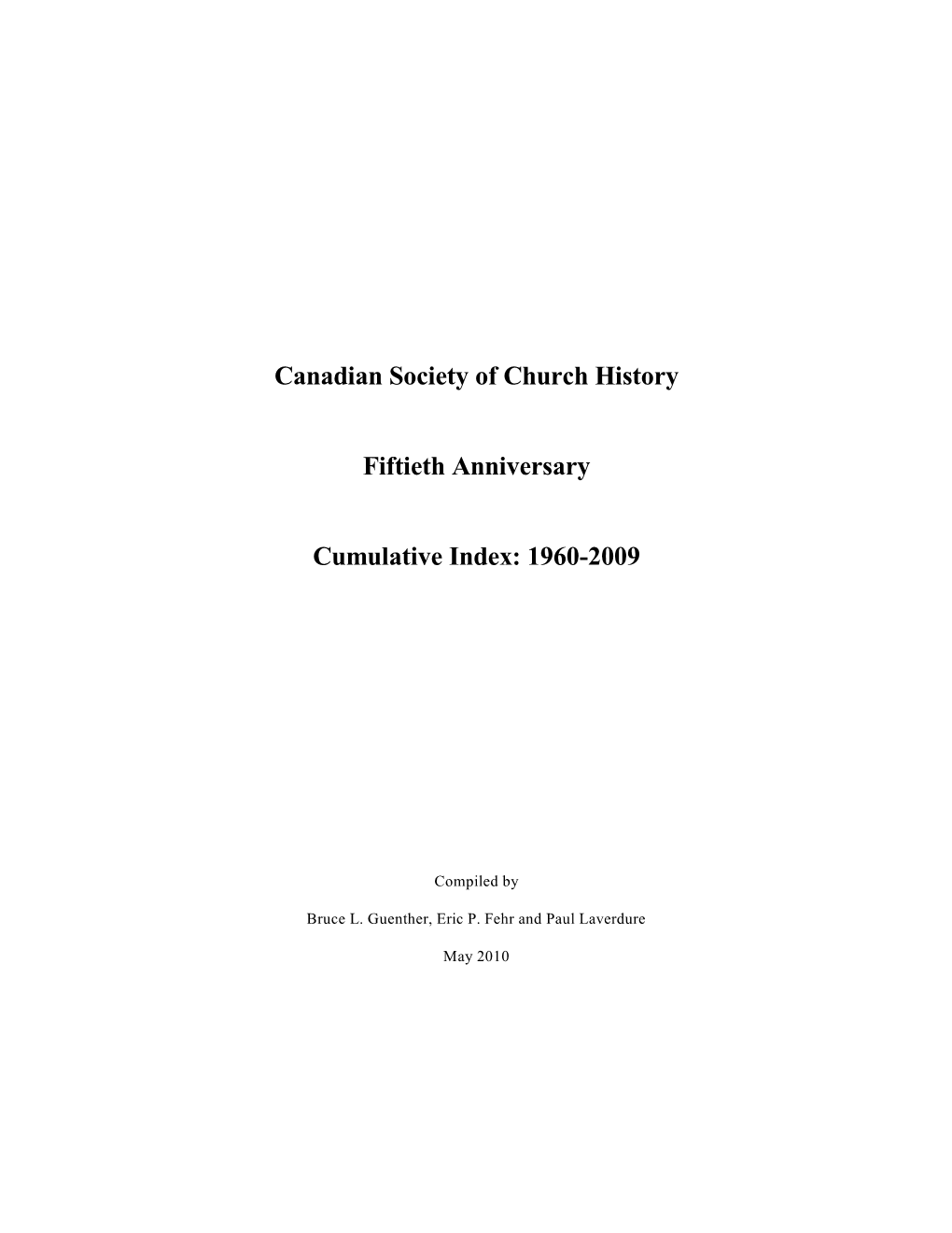 Canadian Society of Church History