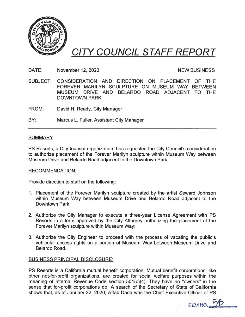 City Council Staff Report