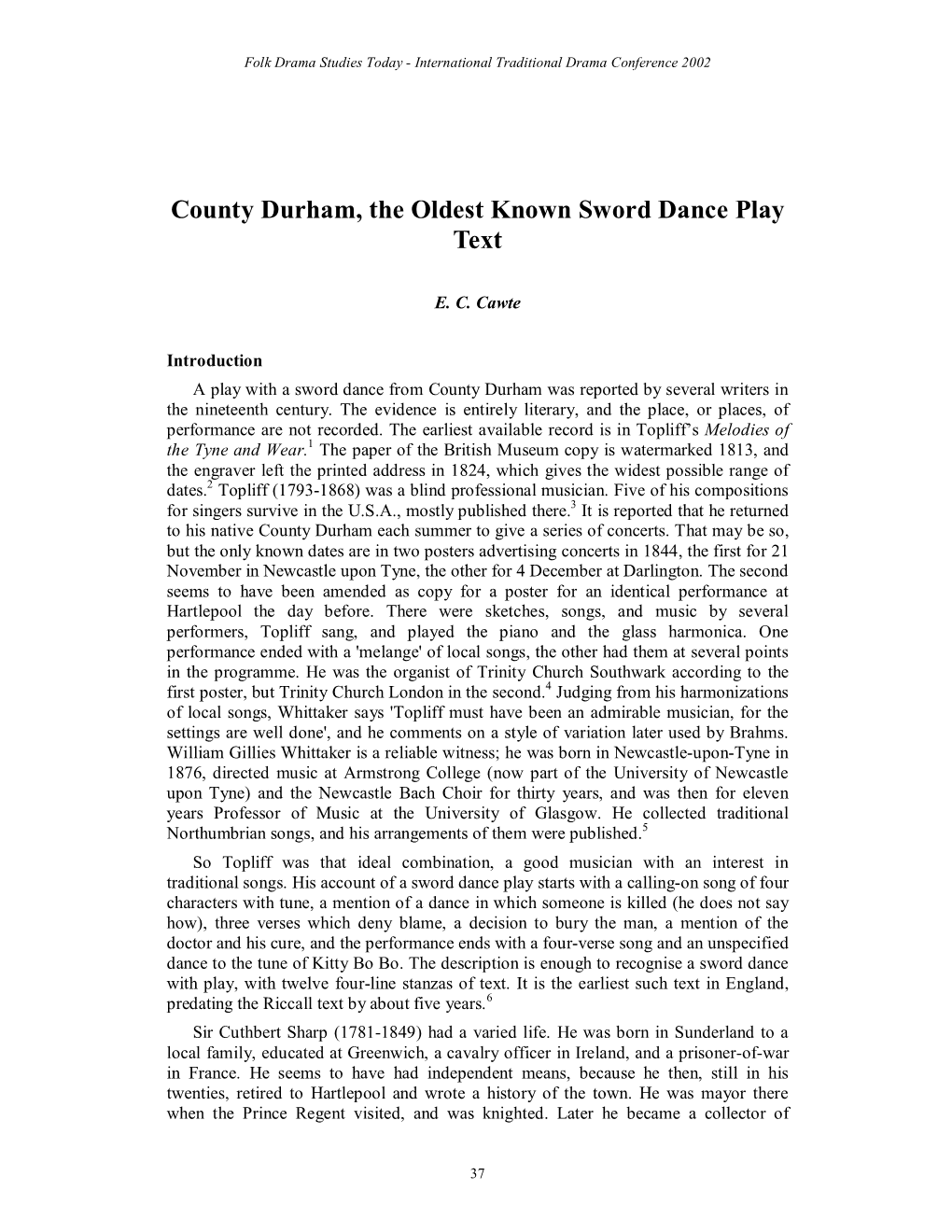 County Durham, the Oldest Known Sword Dance Play Text