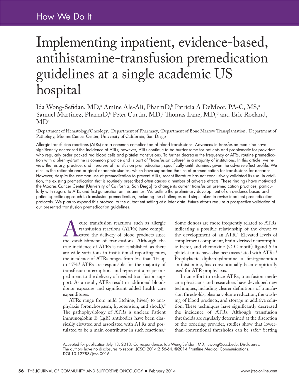 Implementing Inpatient, Evidence-Based, Antihistamine