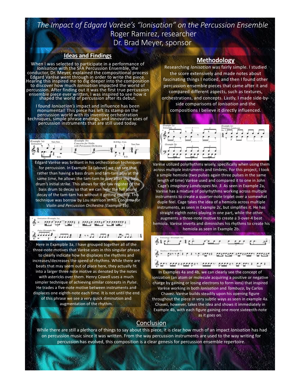 Ionisation” on the Percussion Ensemble Roger Ramirez, Researcher Dr