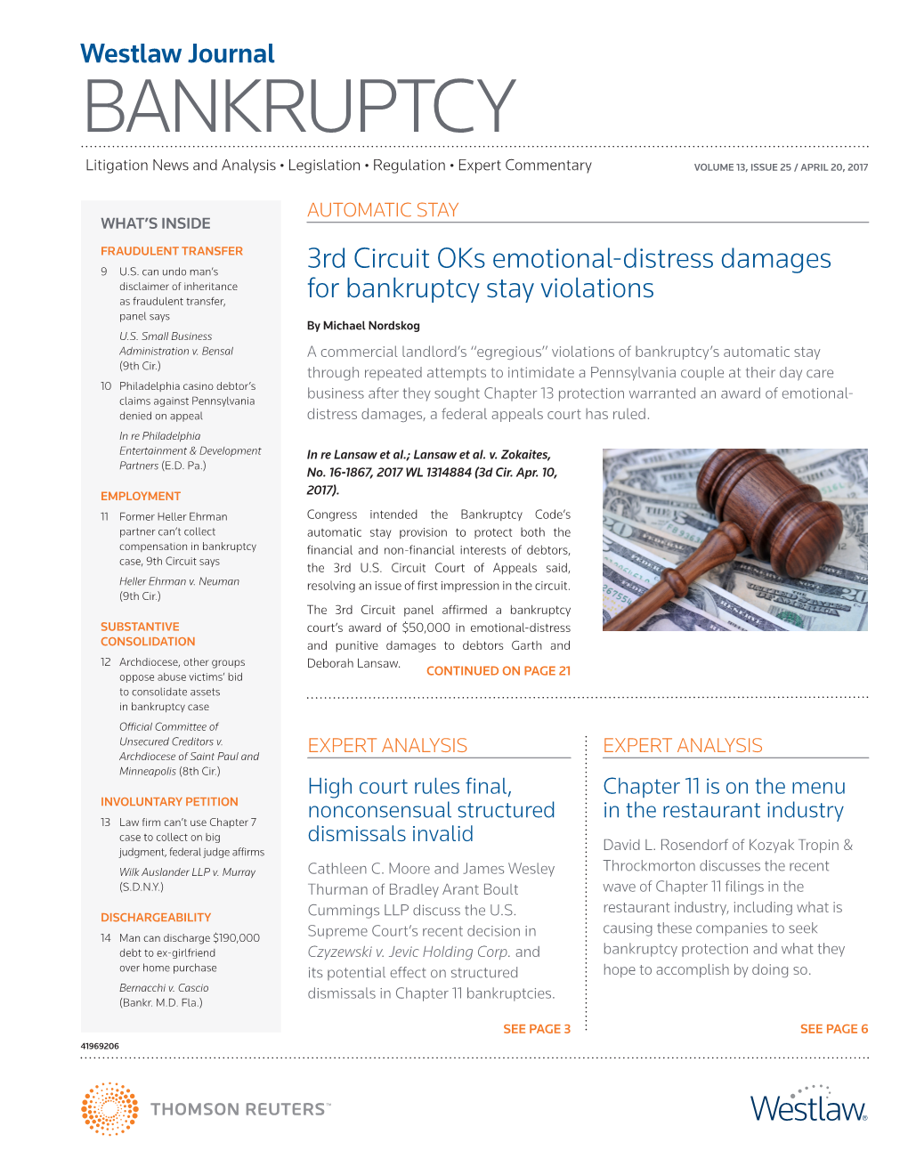 BANKRUPTCY Litigation News and Analysis • Legislation • Regulation • Expert Commentary VOLUME 13, ISSUE 25 / APRIL 20, 2017