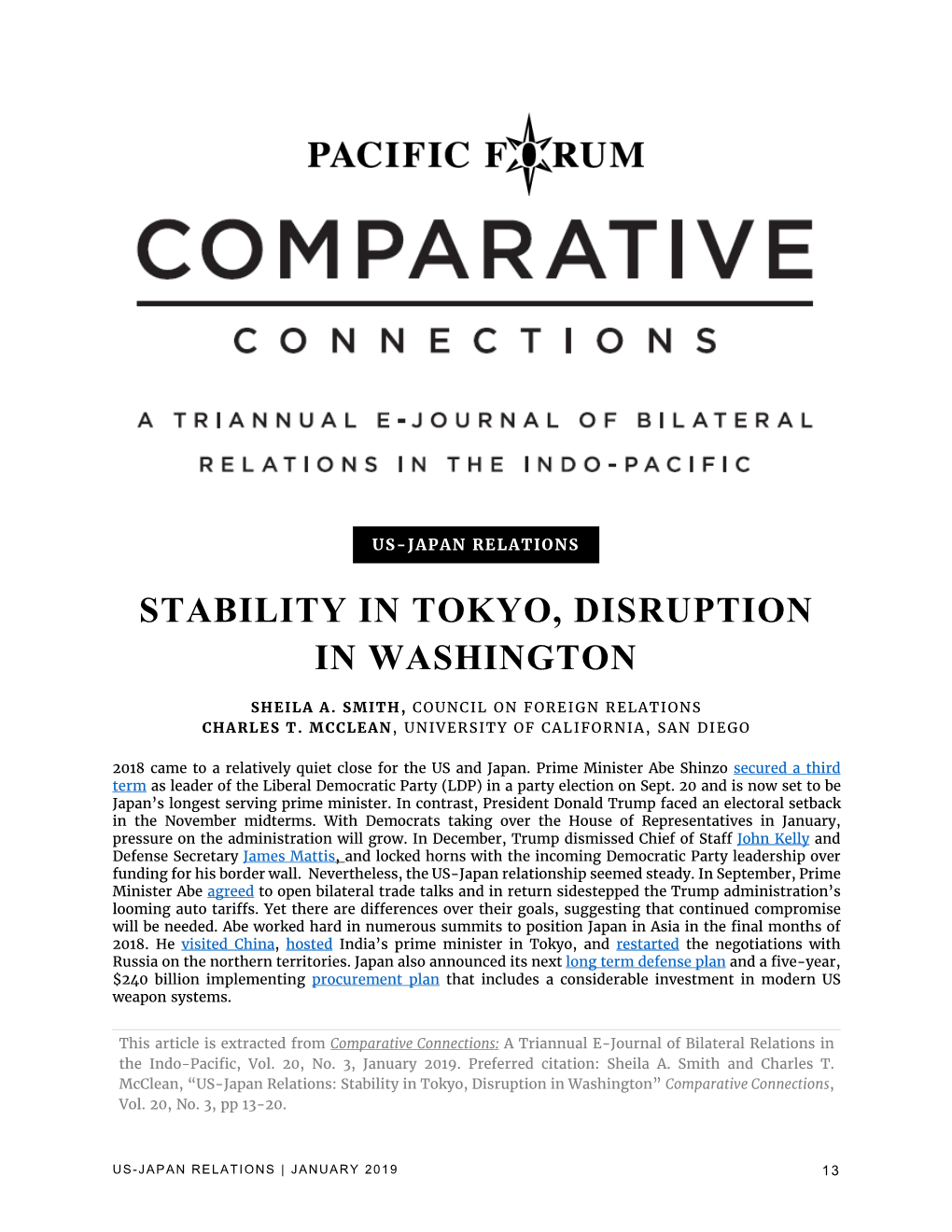 Stability in Tokyo, Disruption in Washington