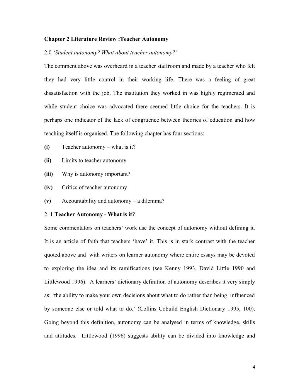 Chapter 2 Literature Review :Teacher Autonomy