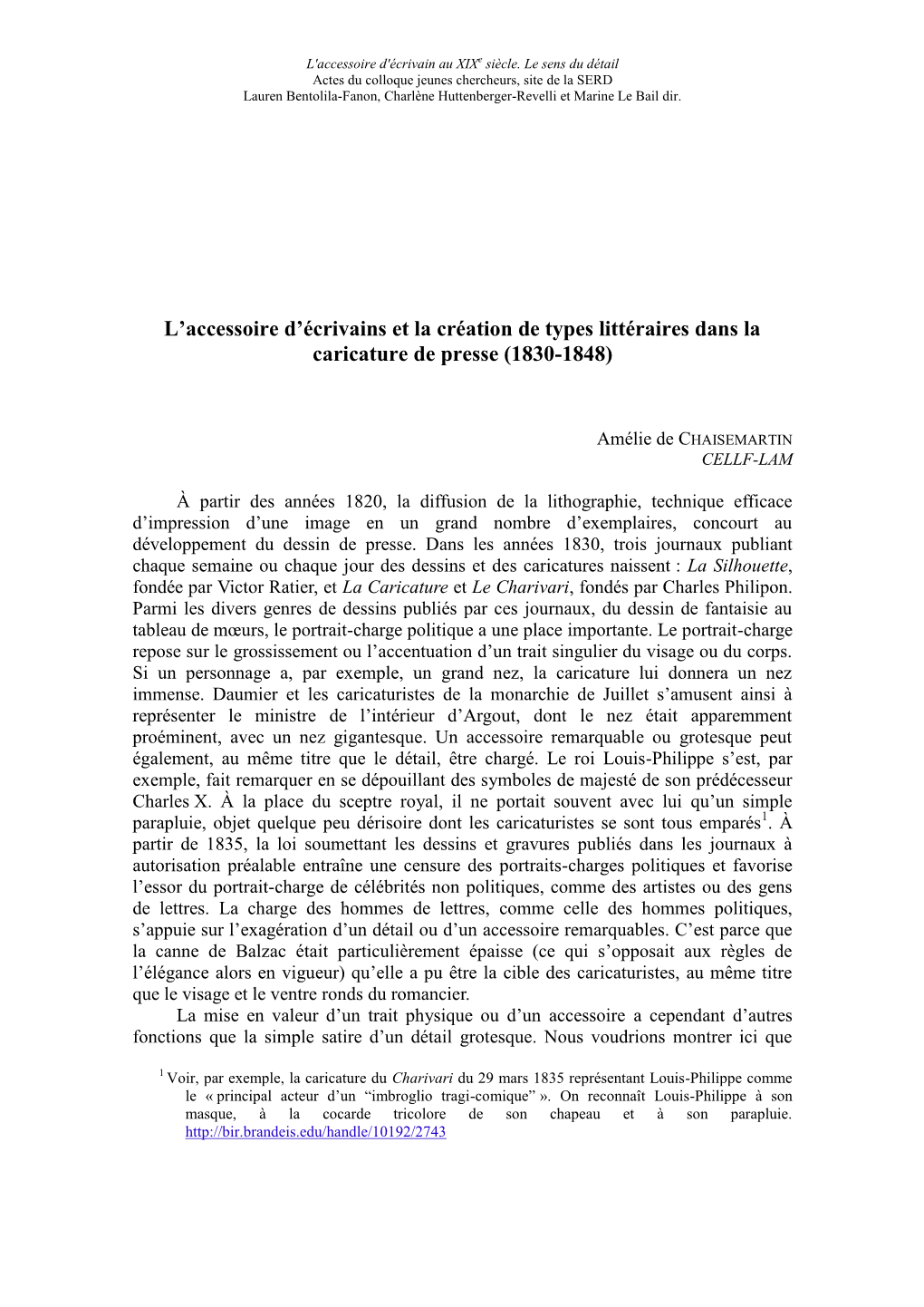 L'accessoire D'écrivains Et La Création De Types Littéraires Dans La