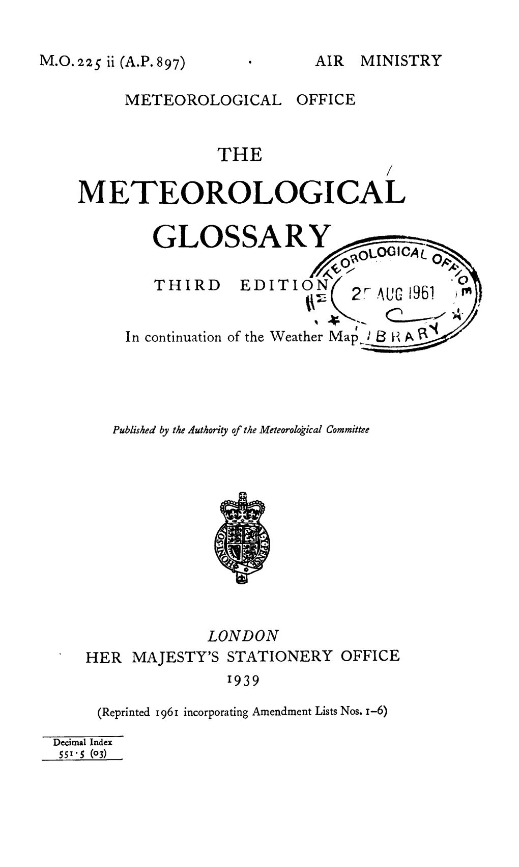 Meteorological Glossary