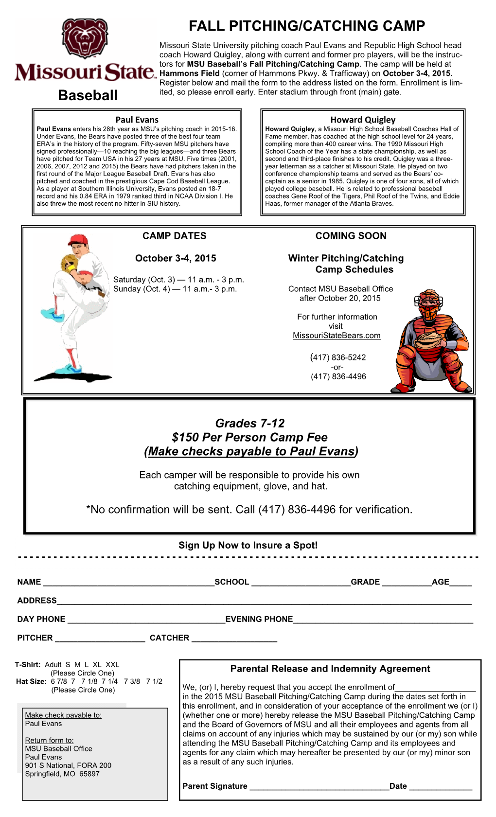 2015 Fall Pitching and Catching Camp