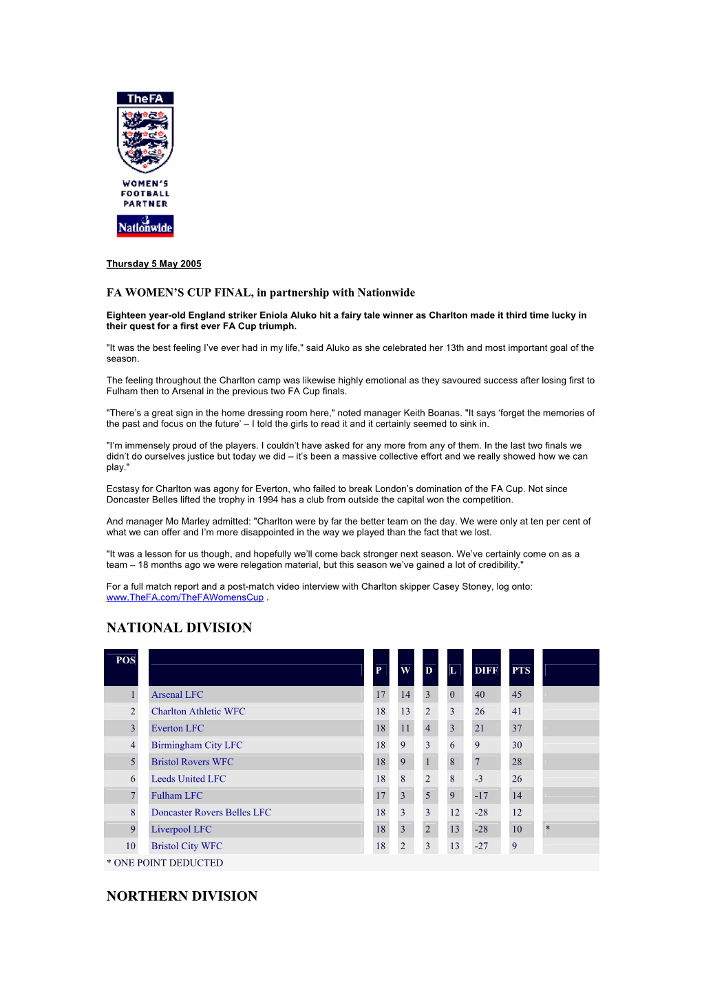 National Division Orthern Division N