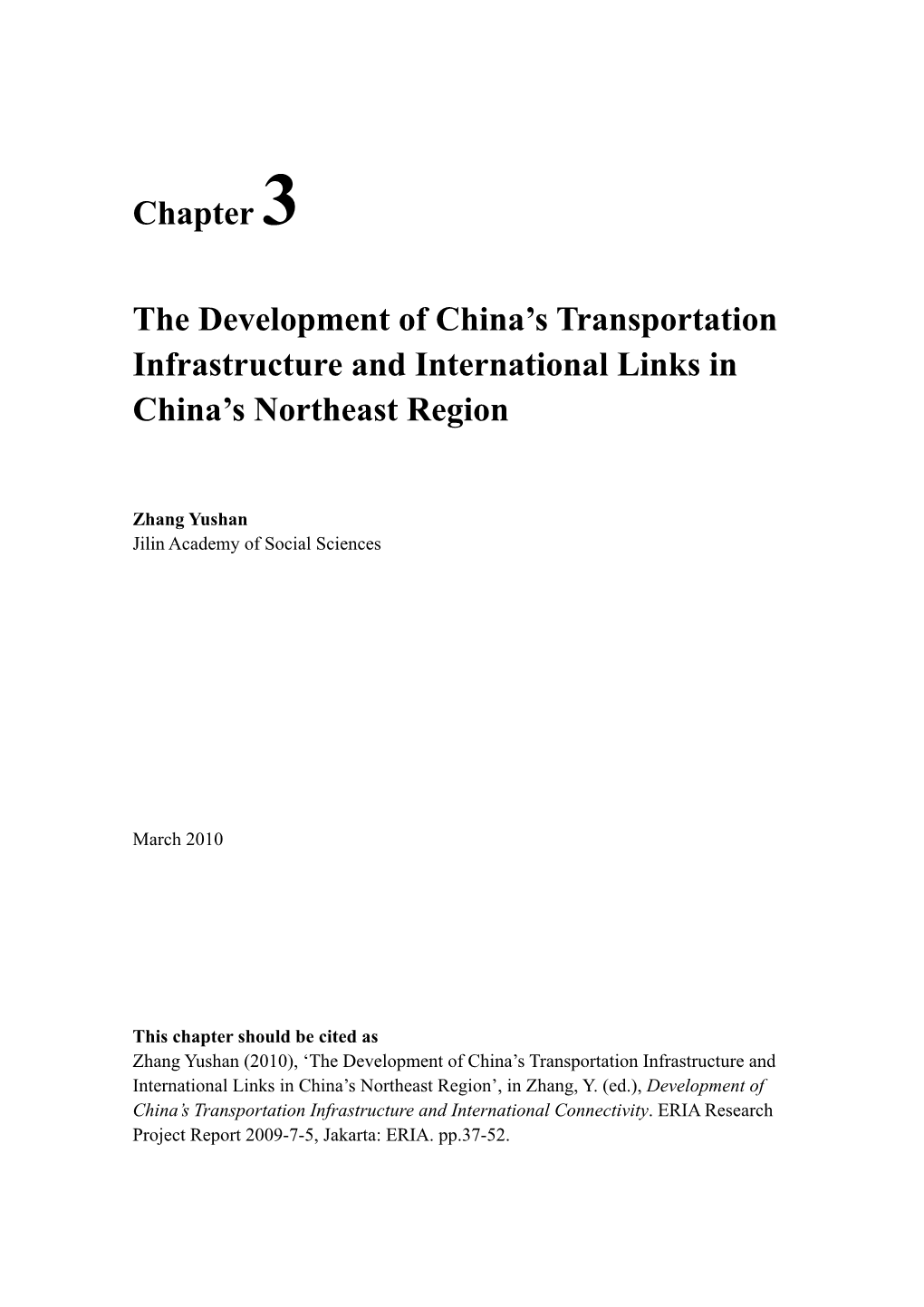 Chapter 3 the Development of China's Transportation