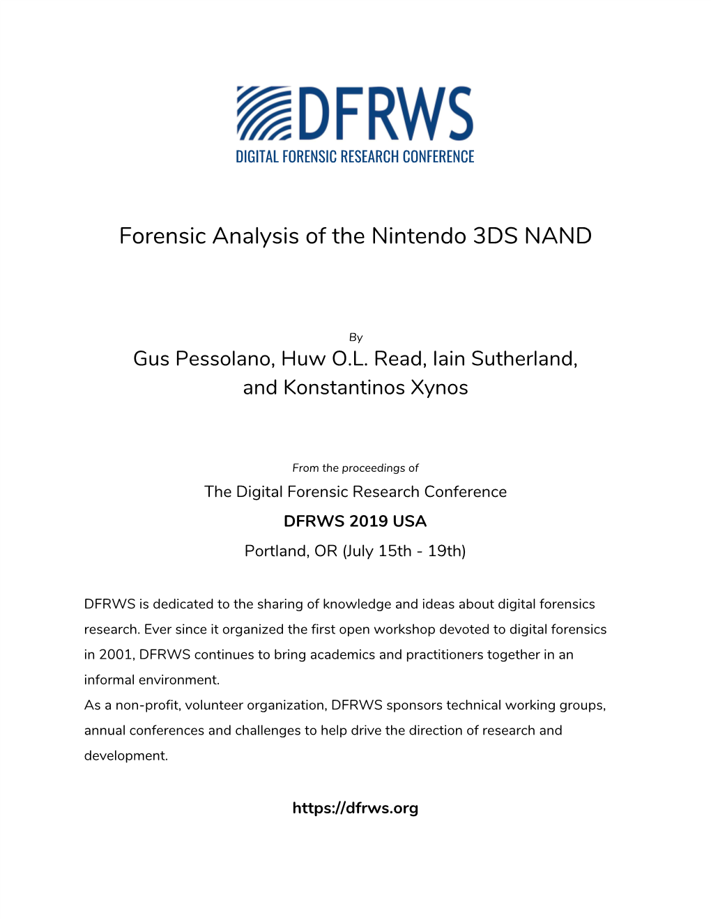 Forensic Analysis of the Nintendo 3DS NAND