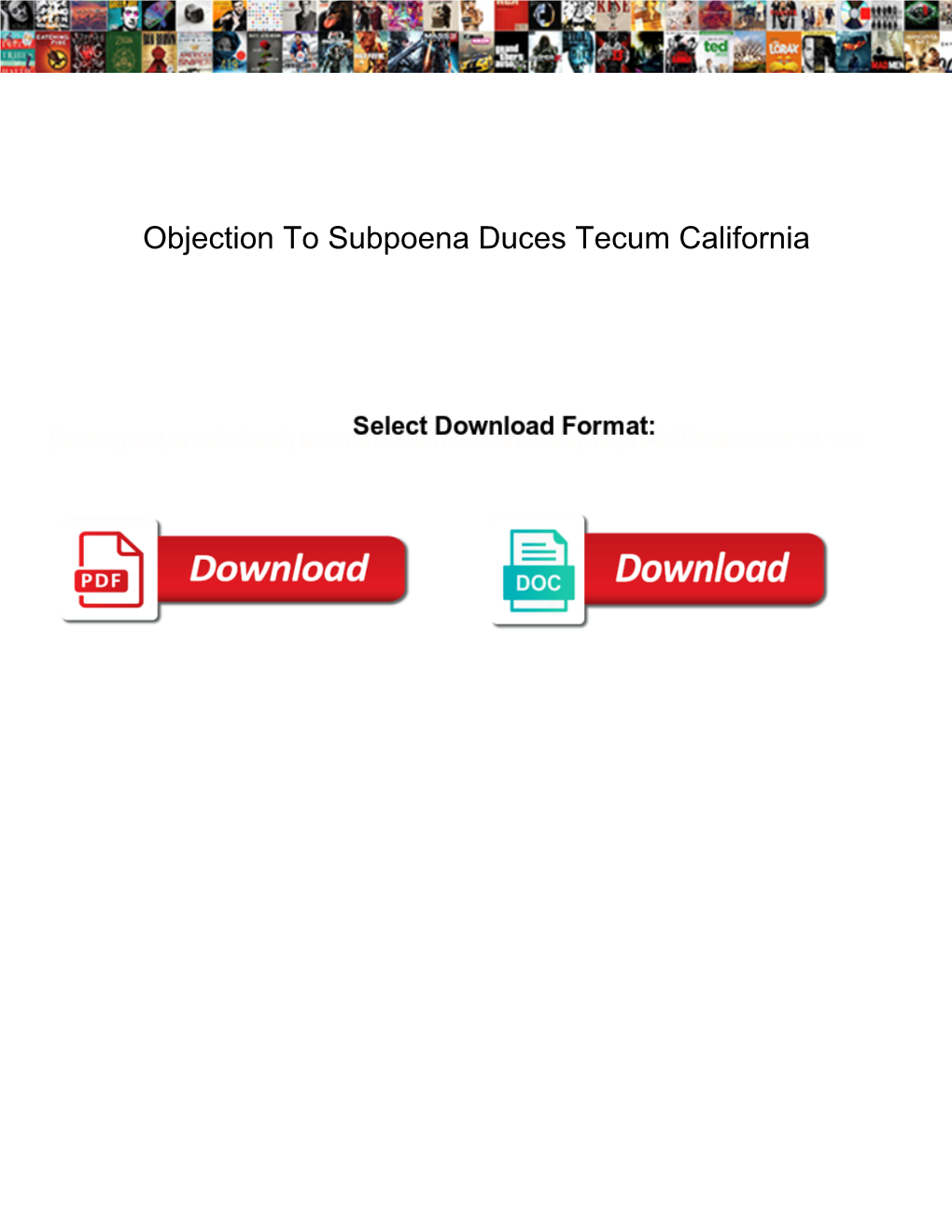 Objection to Subpoena Duces Tecum California