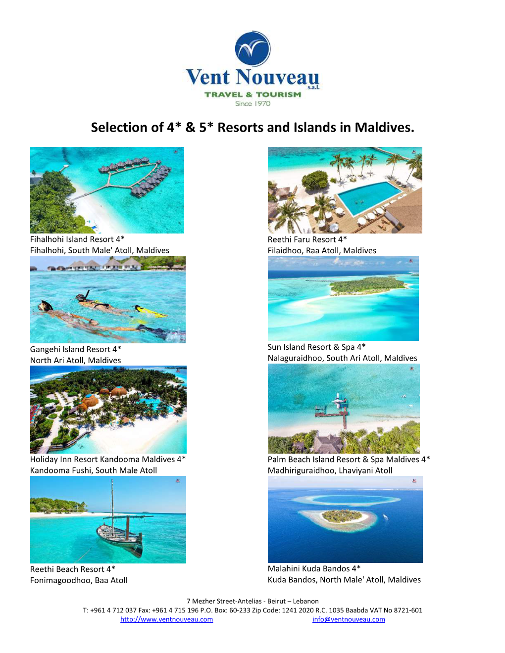 Selection of 4* & 5* Resorts and Islands in Maldives
