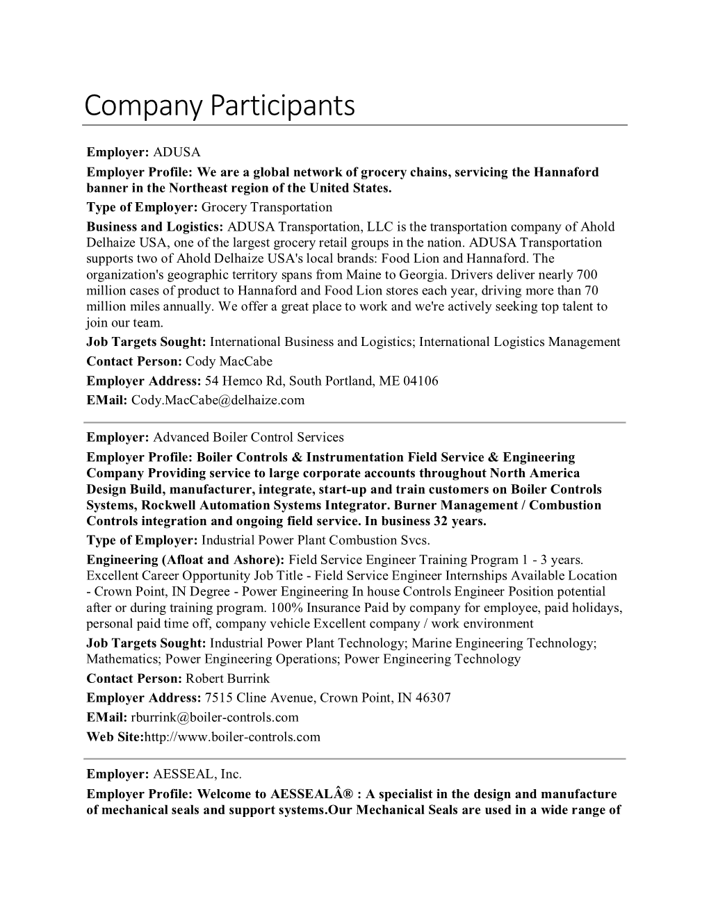 Company Participants