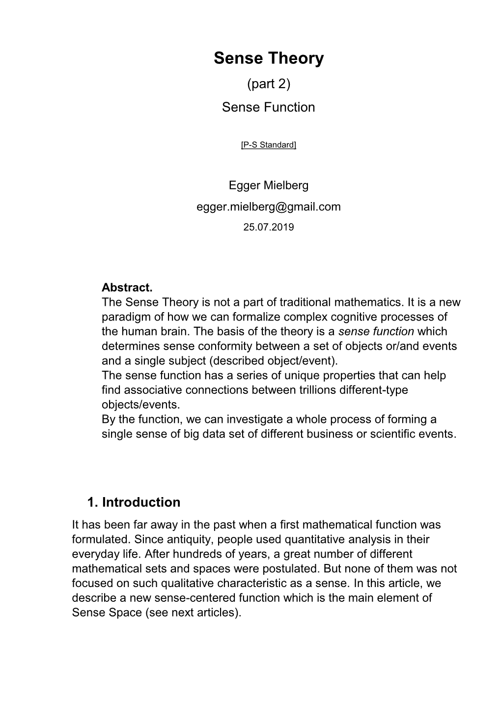 Sense Theory (Part 2) Sense Function