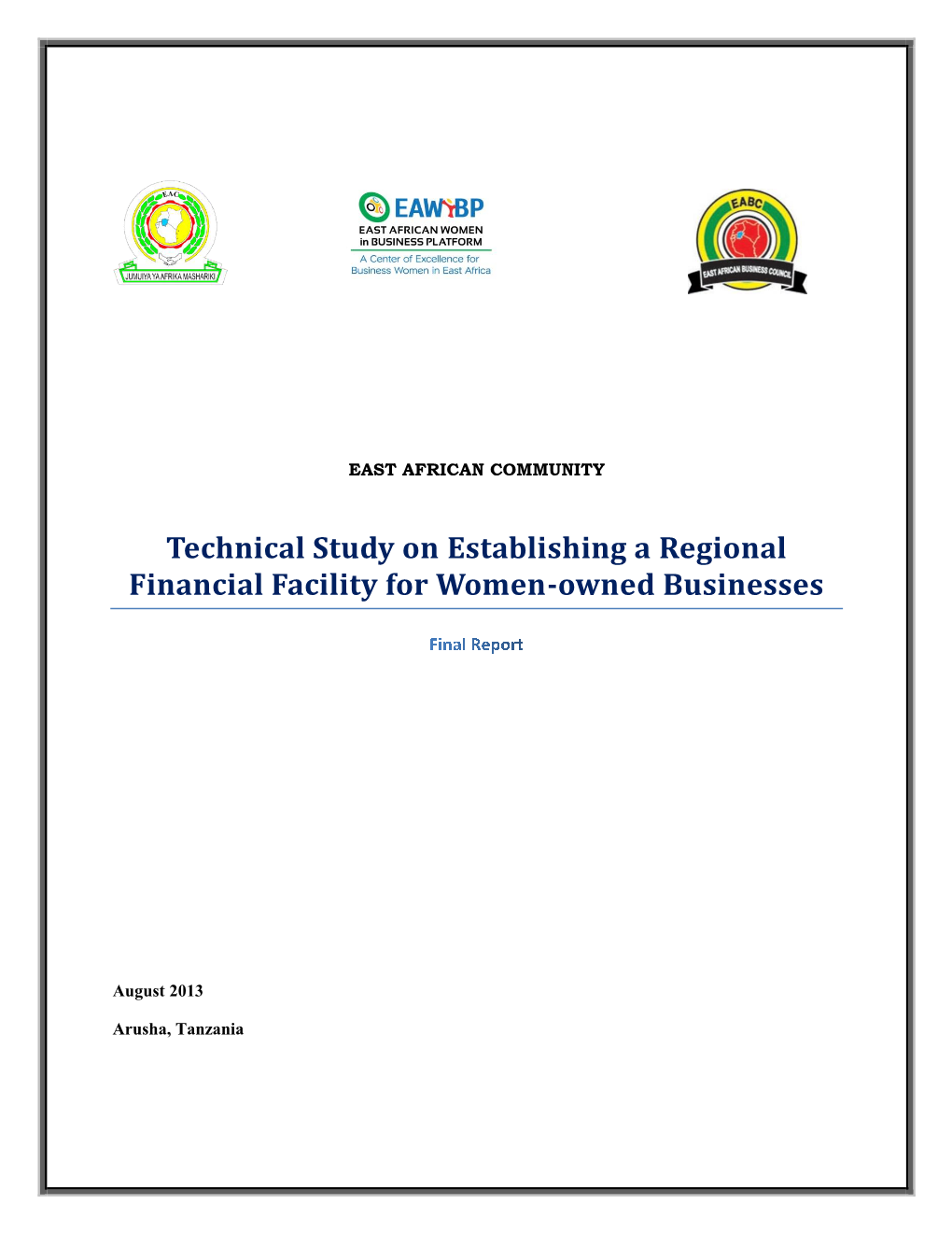 Technical Study on Establishing a Regional Financial Facility for Women-Owned Businesses
