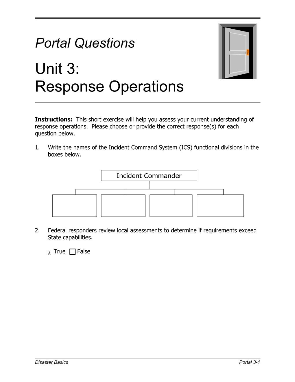 Government Response to a Disaster Declaration Knowledge Assessment