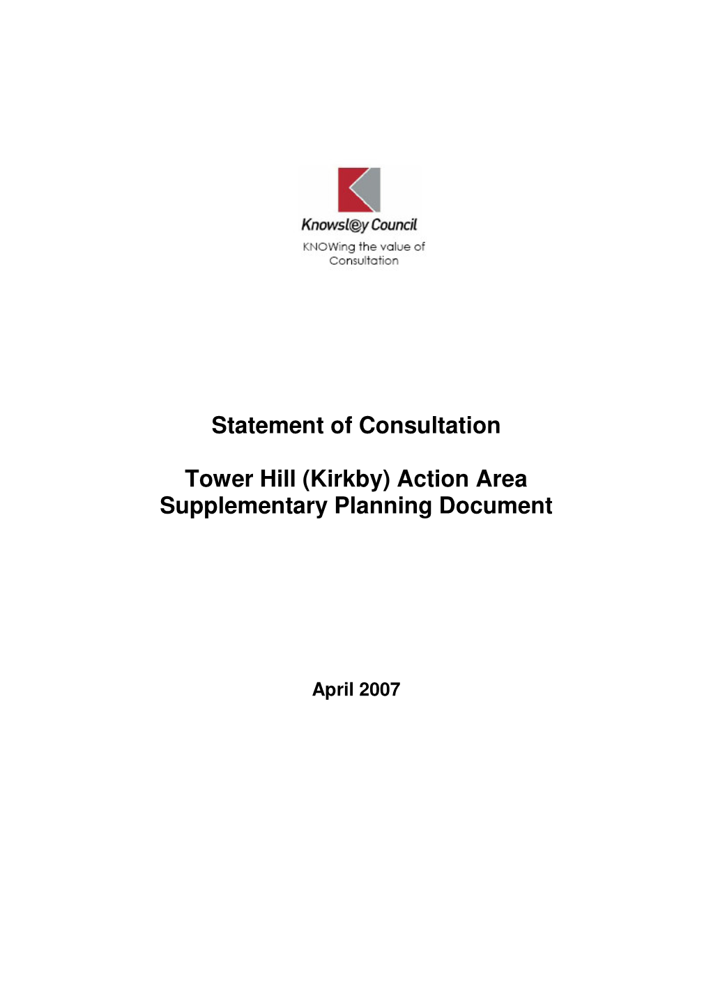 Statement of Consultation Tower Hill (Kirkby) Action Area Supplementary