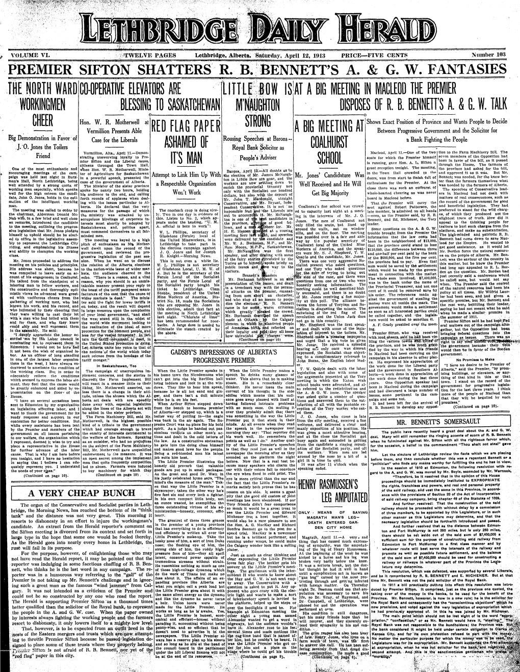 Lcthbrid^E, Albcsi'ta. Satuiday, April 12, 1913 N Umbel