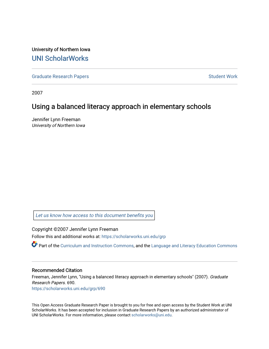 Using a Balanced Literacy Approach in Elementary Schools