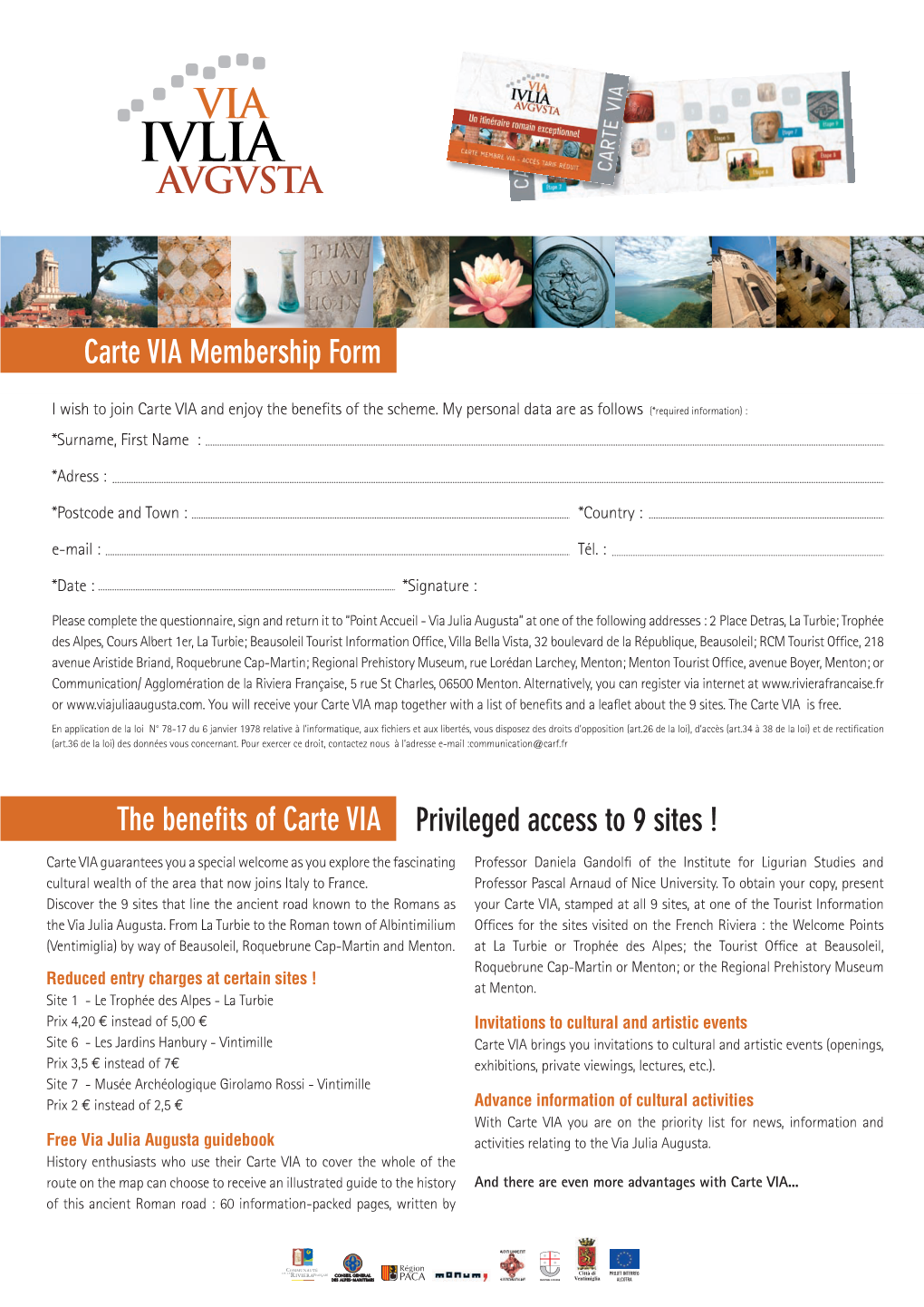 Download Here the Carte VIA Membership Form