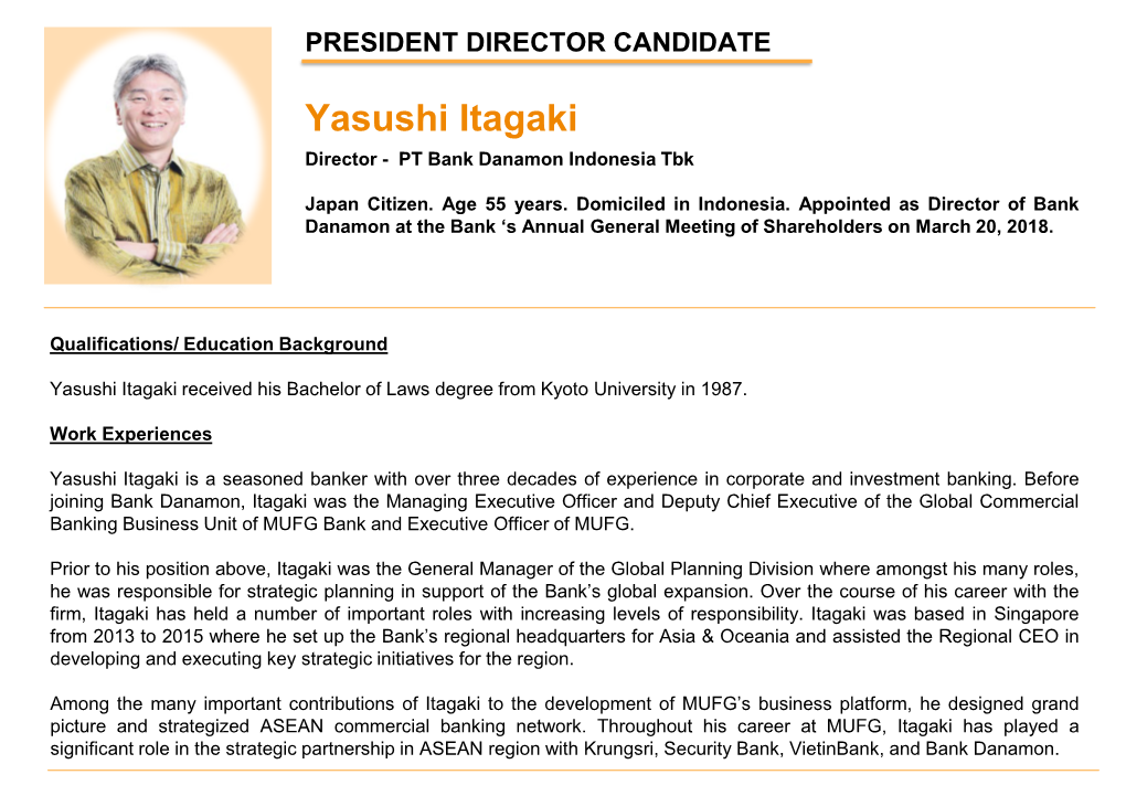 President Director Candidate