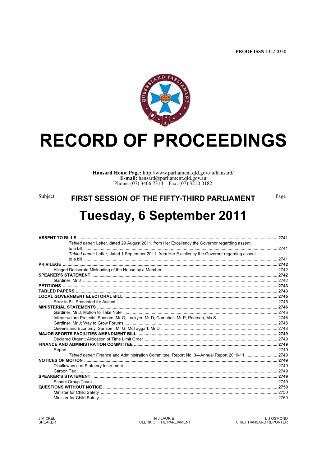 Record of Proceedings