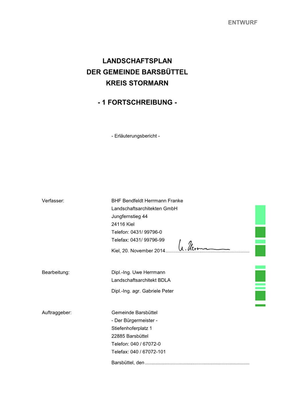 Landschaftsplan Der Gemeinde Barsbüttel Kreis Stormarn