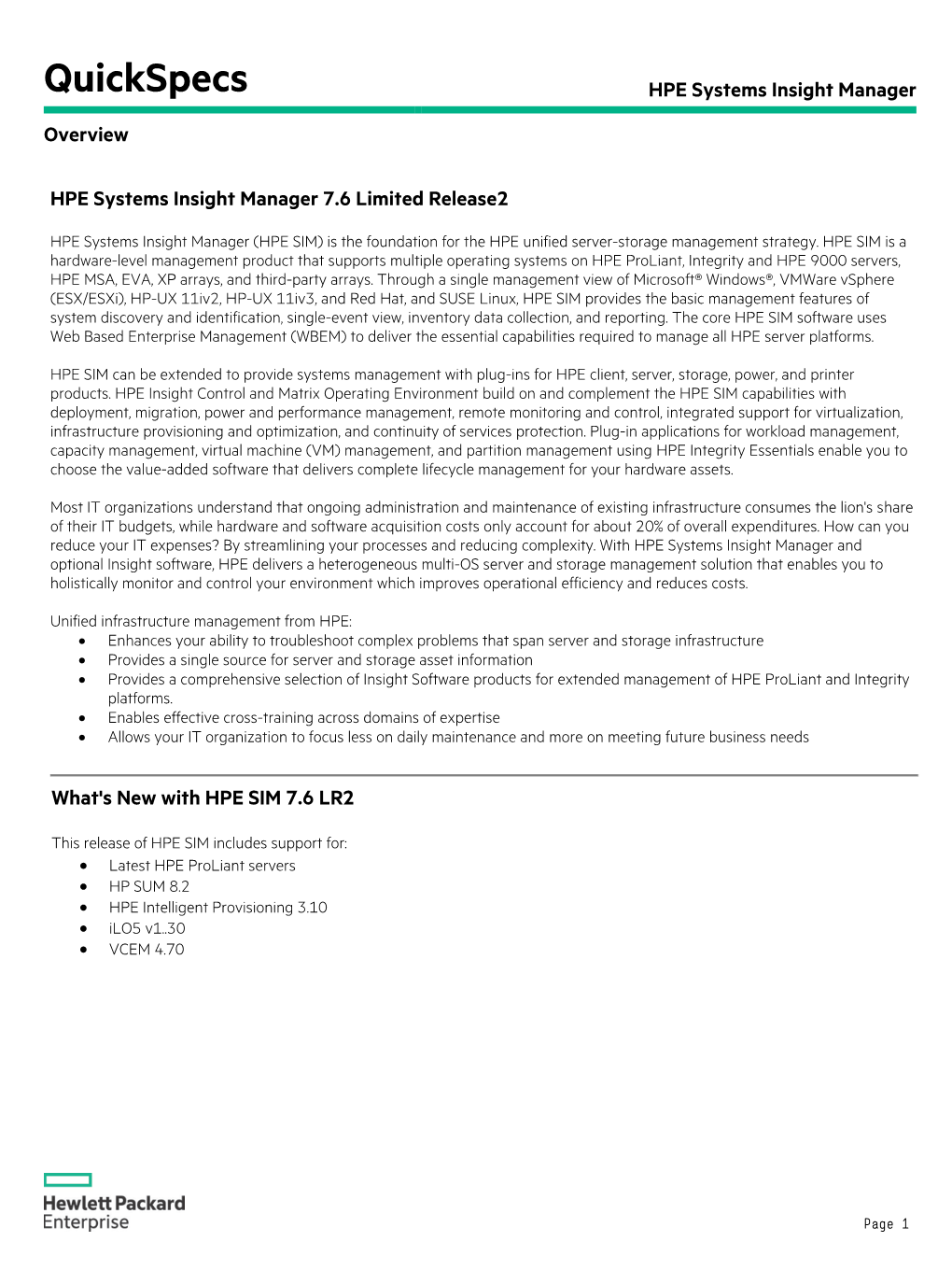 HPE Systems Insight Manager Overview