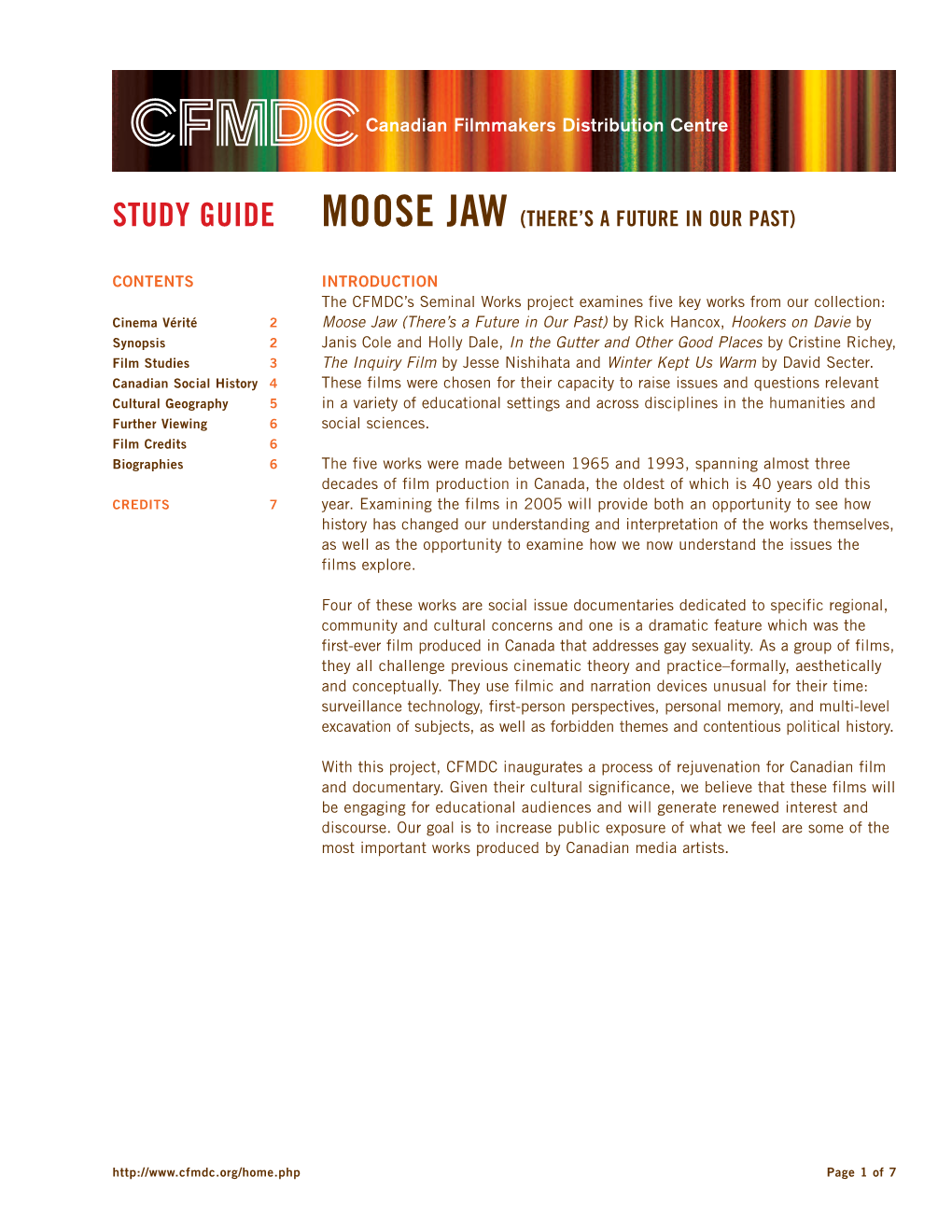 Study Guide Moose Jaw (There’S a Future in Our Past)