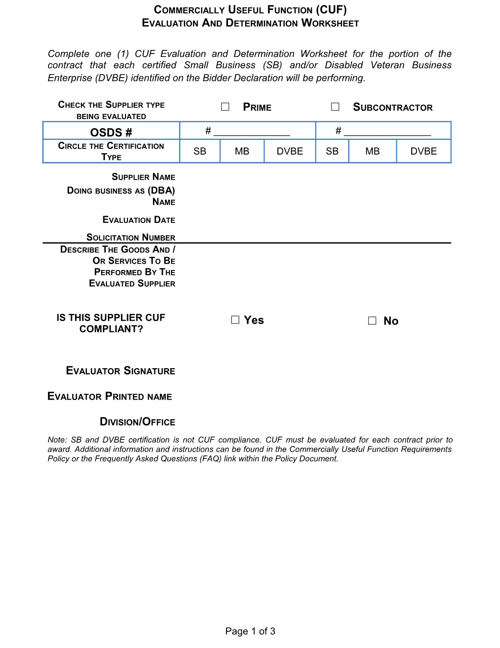 Commercially Useful Function (Cuf)