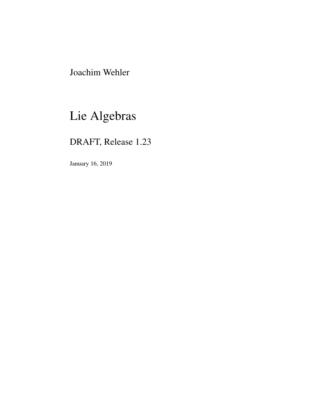 Lie Algebras