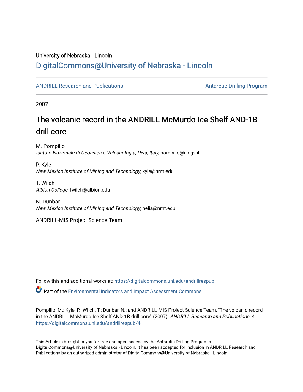 The Volcanic Record in the ANDRILL Mcmurdo Ice Shelf AND-1B Drill Core