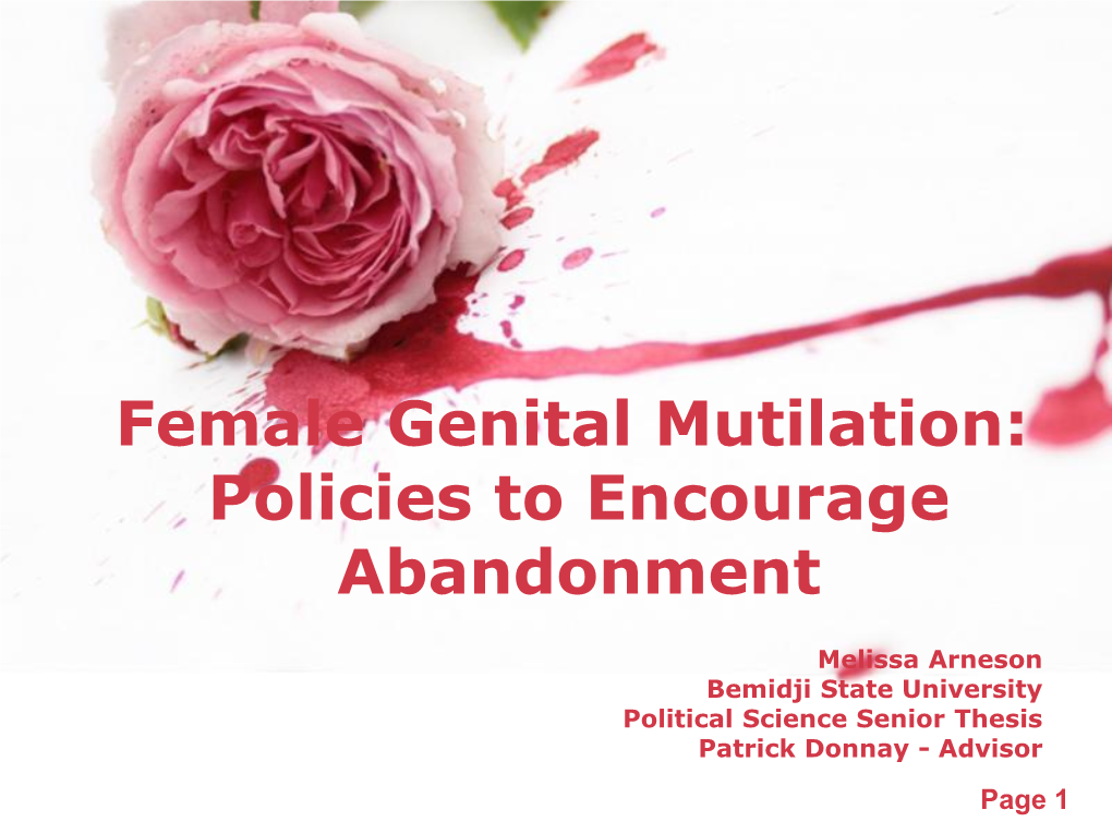 Female Genital Mutilation: Policies to Encourage Abandonment