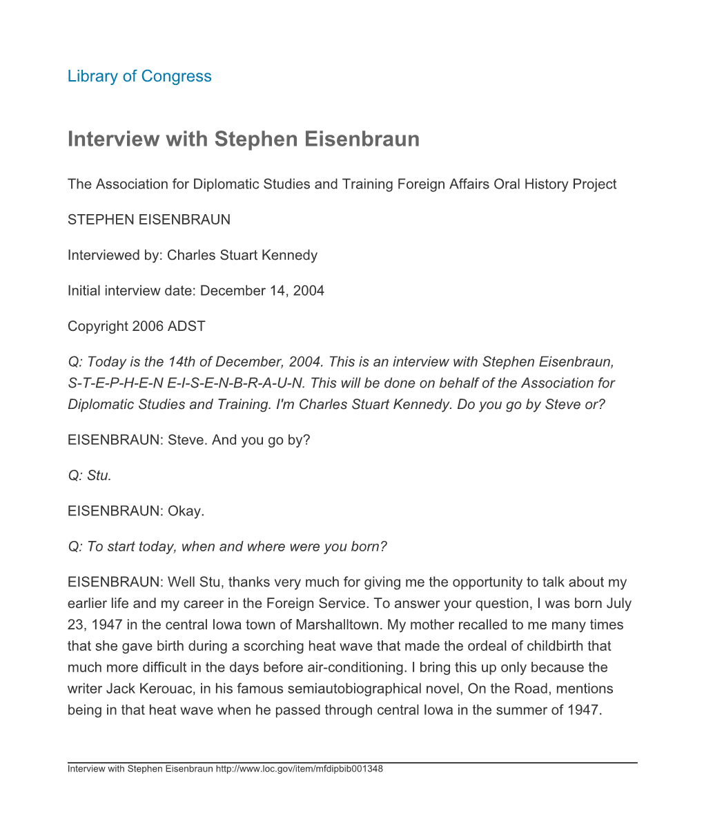 Interview with Stephen Eisenbraun