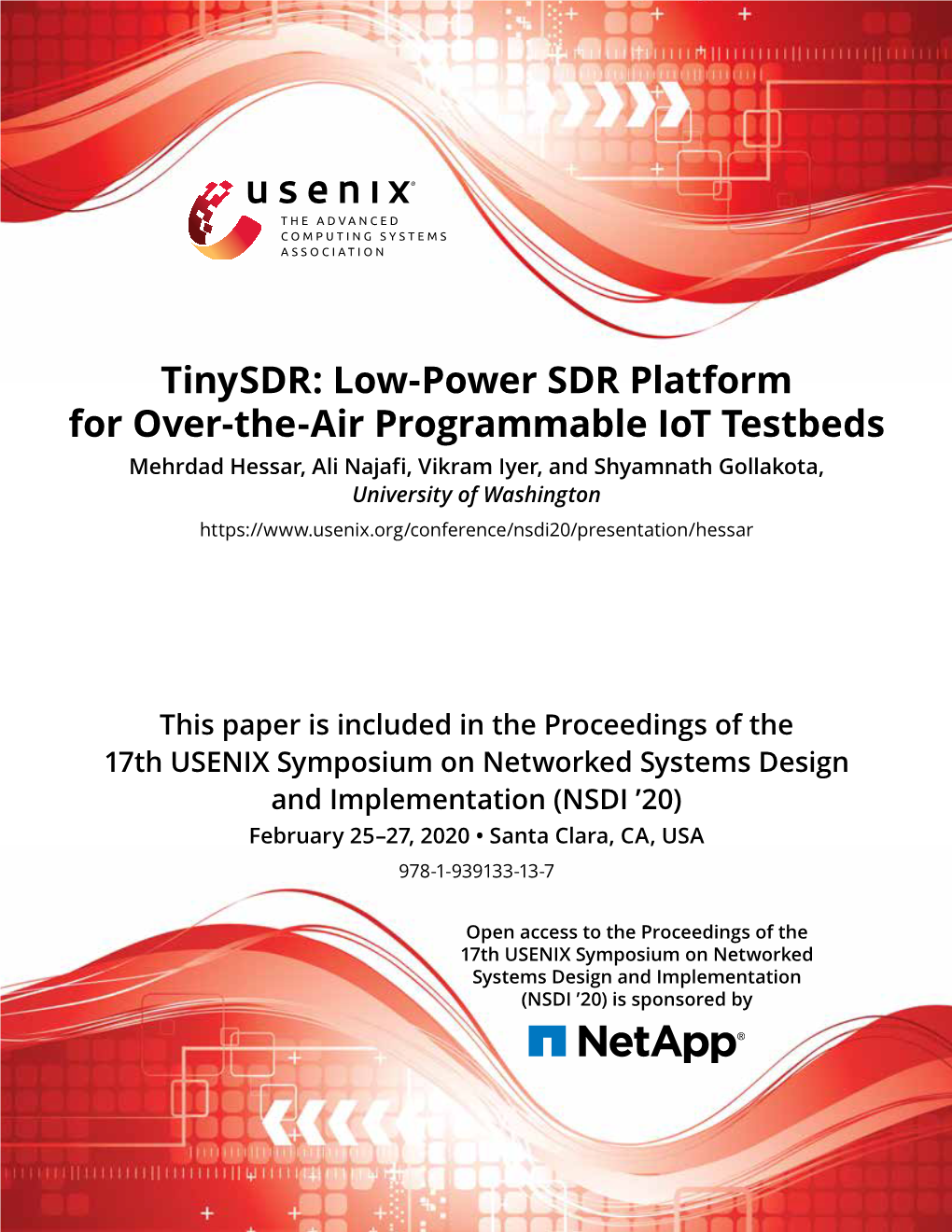 Tinysdr: Low-Power SDR Platform for Over-The-Air Programmable Iot