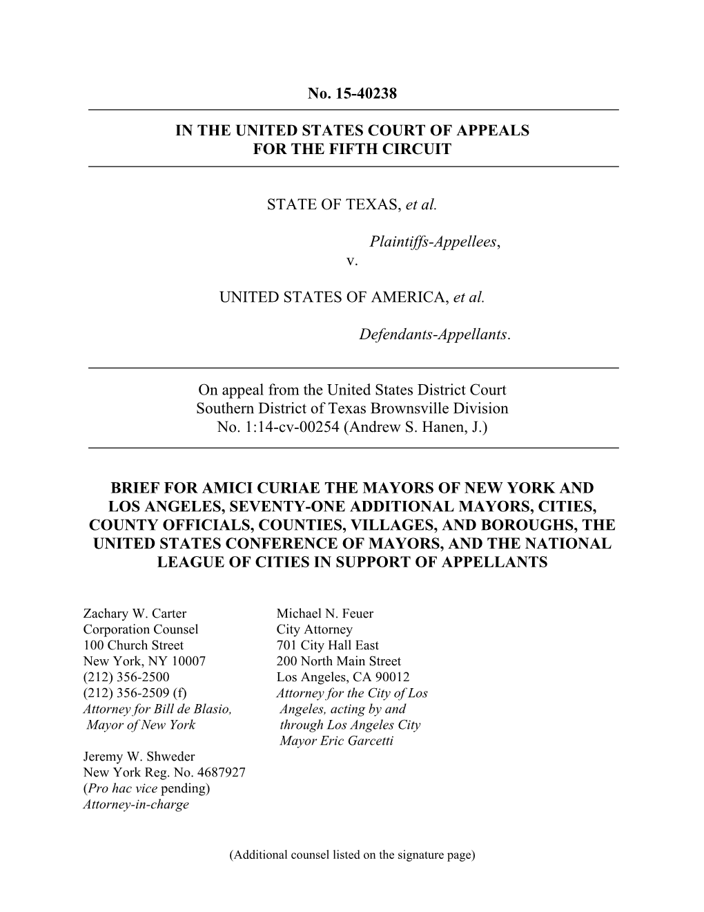 Amicus Filing to the 5Th Circuit Court of Appeals In