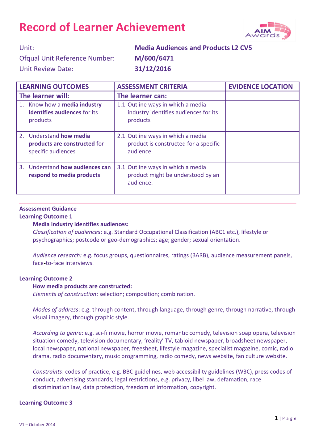 Assessment Guidance s3