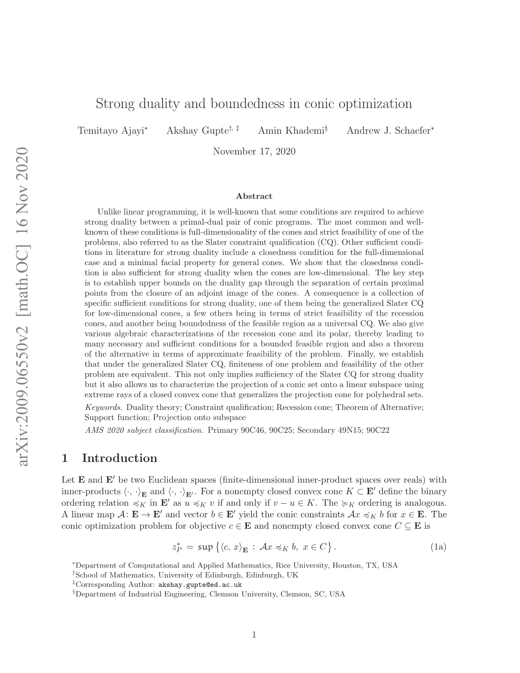 Arxiv:2009.06550V2 [Math.OC] 16 Nov 2020