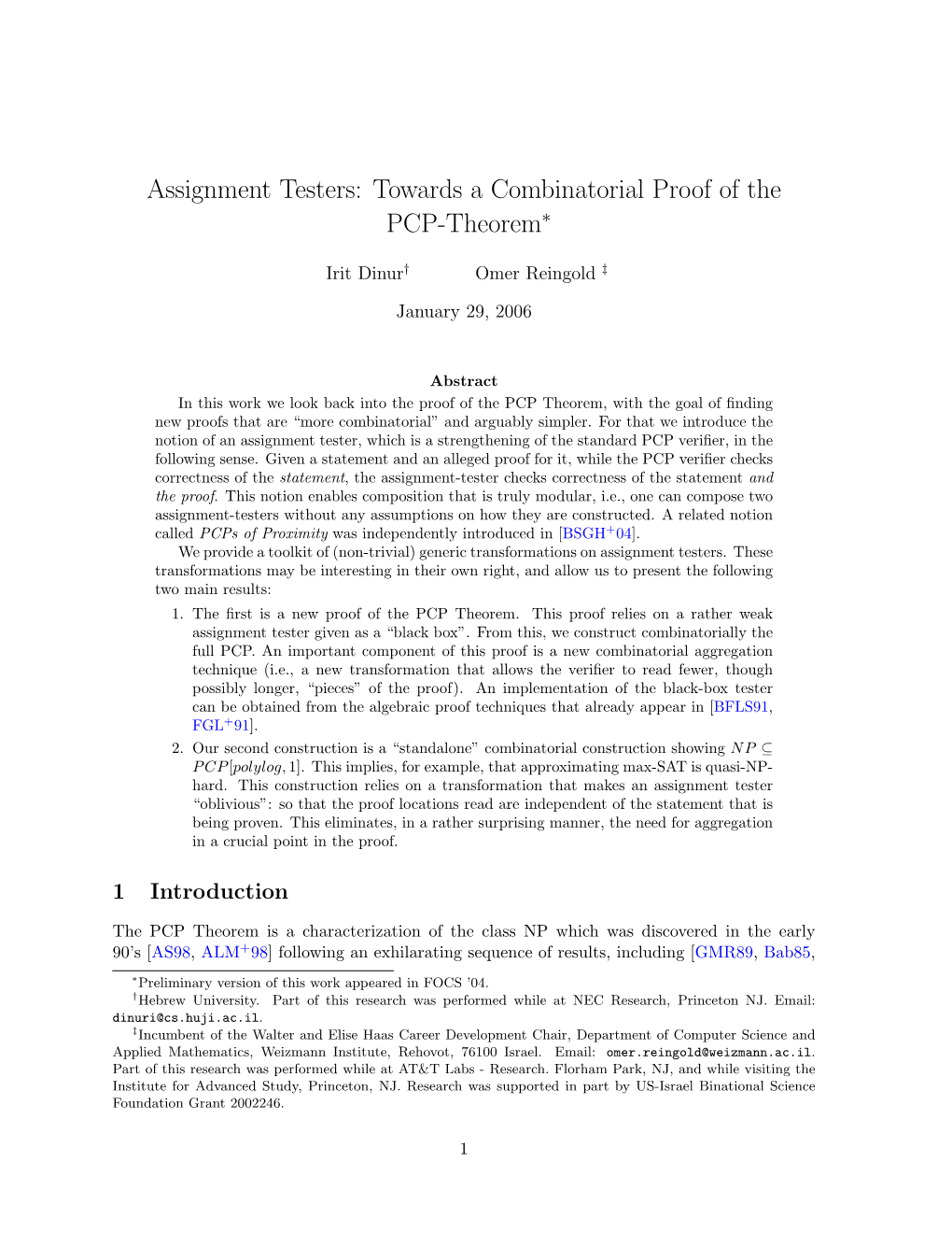 Towards a Combinatorial Proof of the PCP-Theorem∗