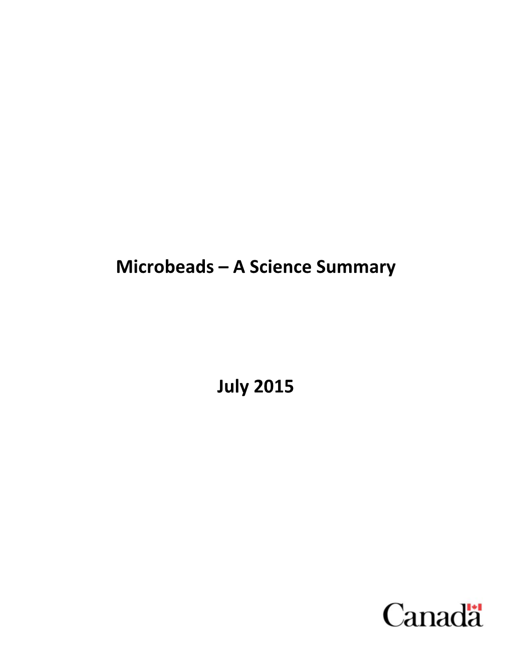 Microbeads – a Science Summary July 2015