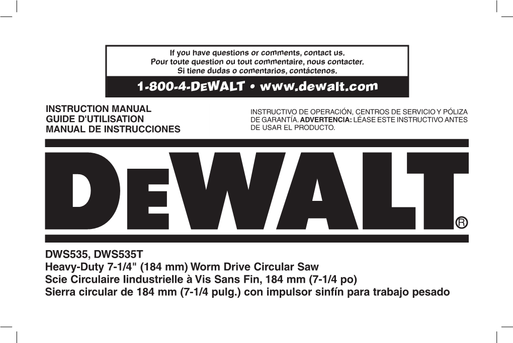 1-800-4-Dewalt •