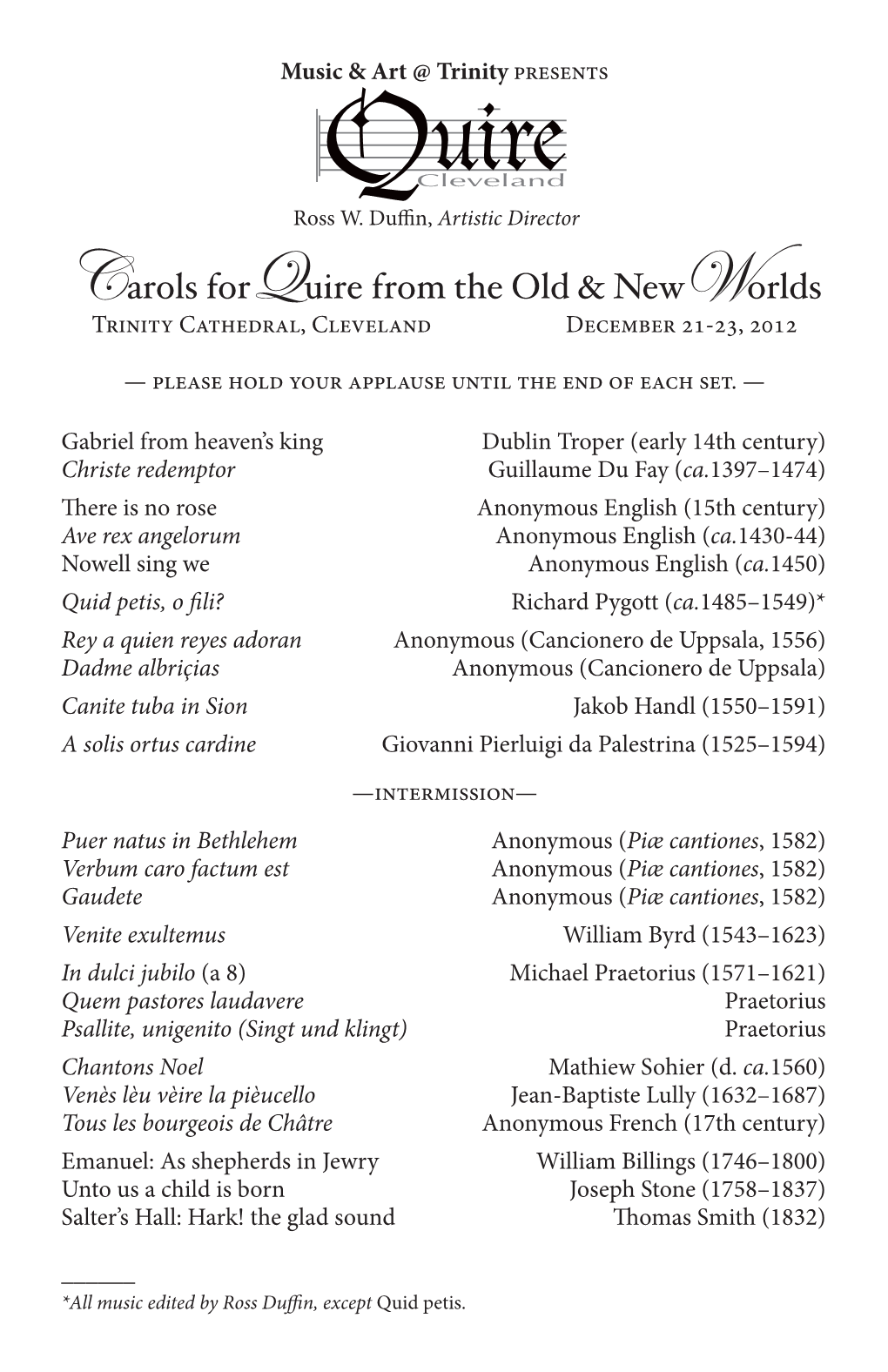 Carols Forquire from the Old & Newworlds