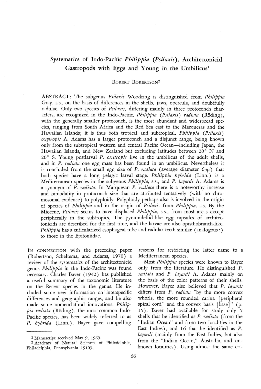 Systematics of Indo-Pacific Philippia (Psilaxis) , Architectonicid Gastropods with Eggs and Young in the Umbilicus '