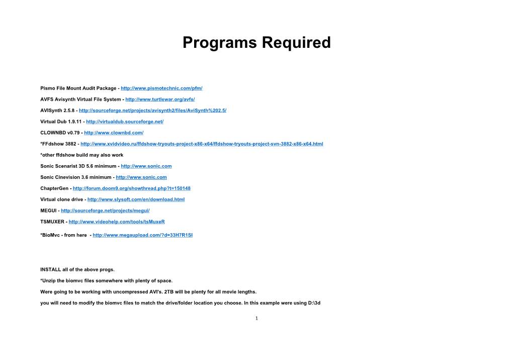 Programs Required