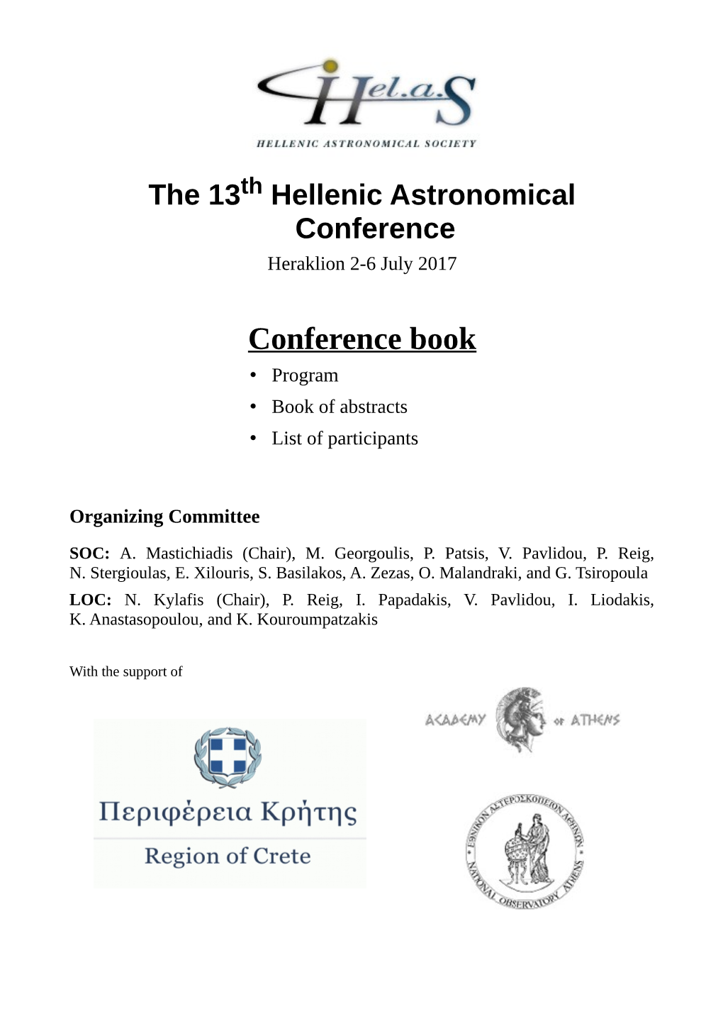 Conference Book • Program • Book of Abstracts • List of Participants