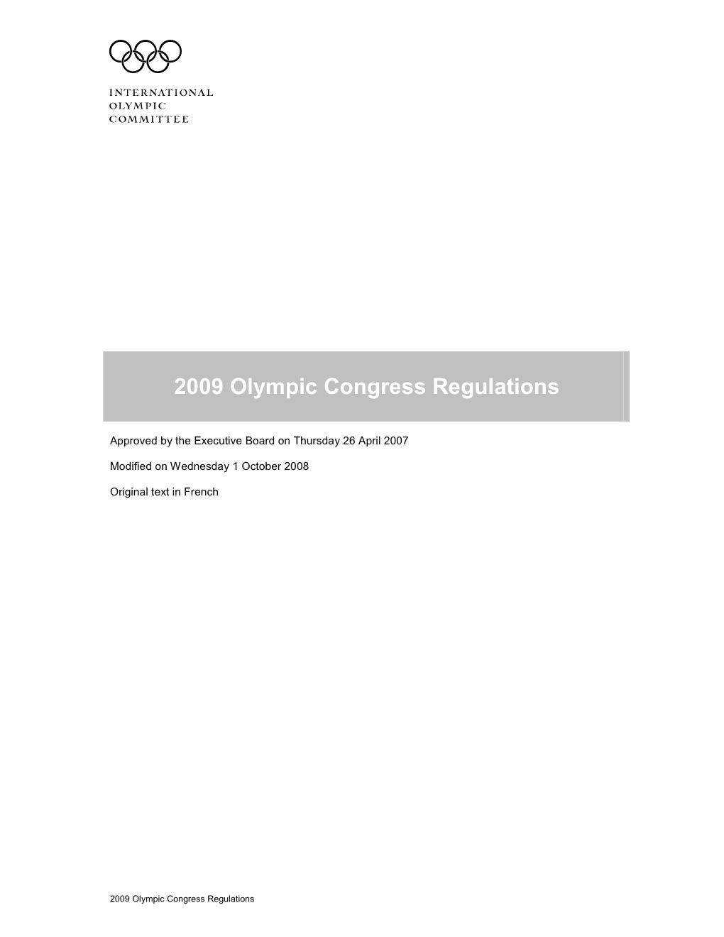 Olympic Congress Regulations