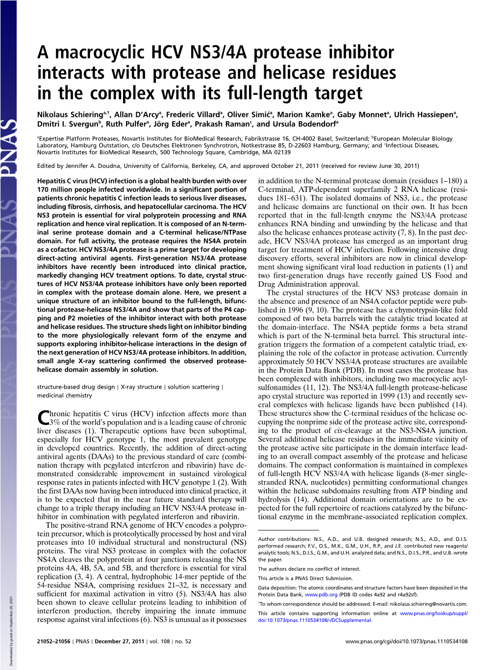 A Macrocyclic HCV NS3/4A Protease Inhibitor Interacts with Protease and Helicase Residues in the Complex with Its Full-Length Target