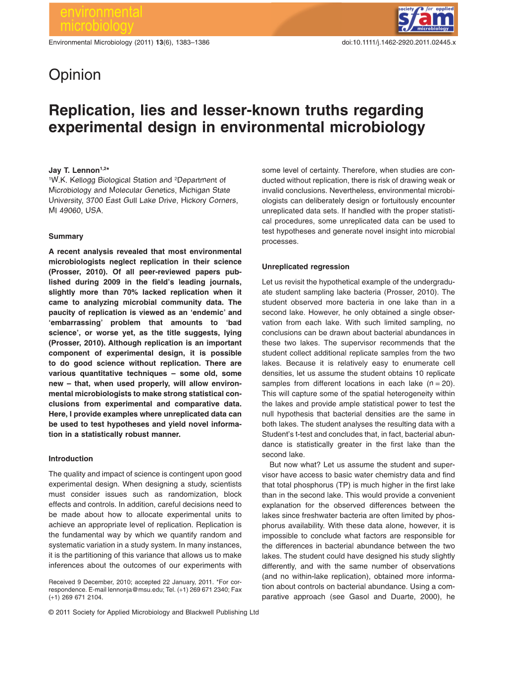 Replication, Lies and Lesserknown Truths Regarding Experimental