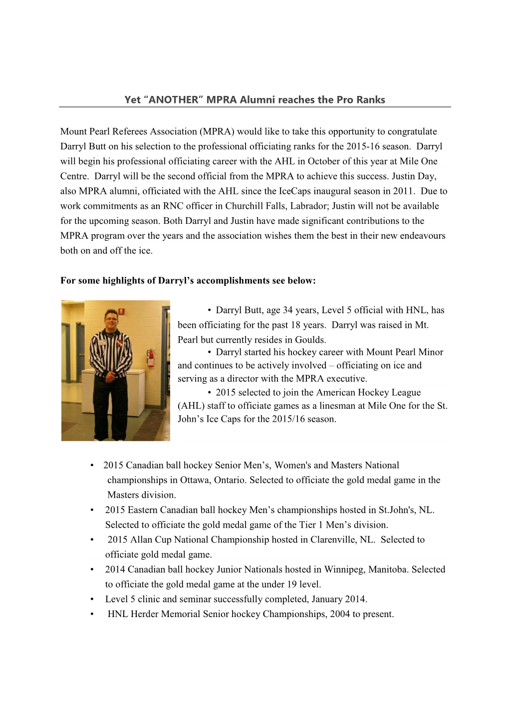 Referee Association Darryl Butt and Justin Day Bios Sept 2015