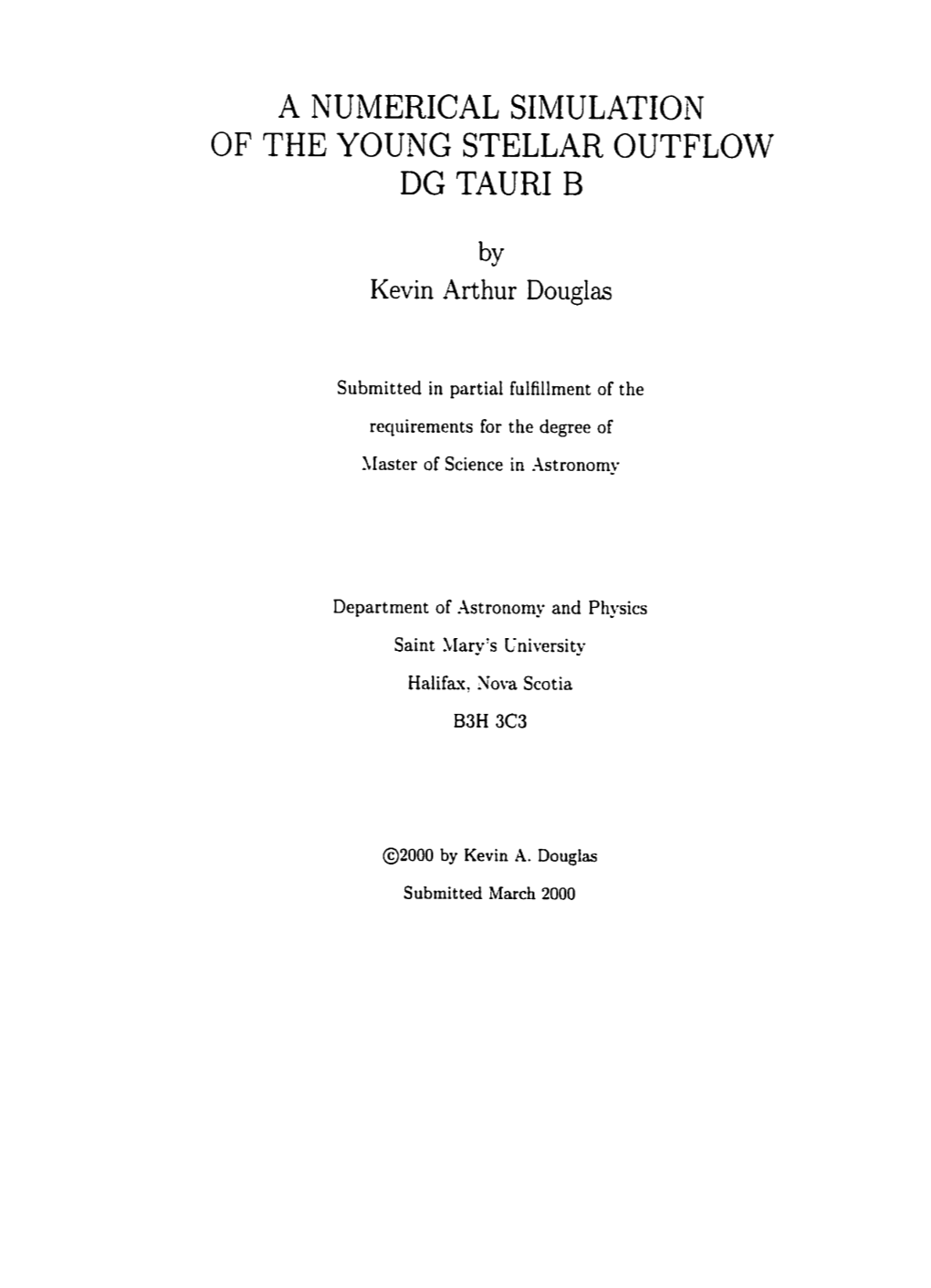 A Numerical Simulation of the Young Stellar Outflow Dg Tauri B